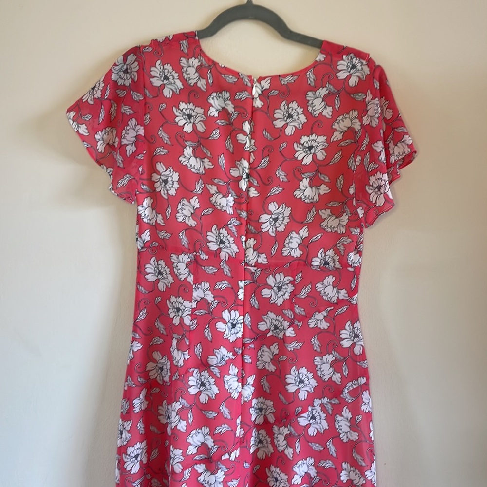 🌸 Flamingo Pink Floral Midi Summer Dress - Picture 5 of 5